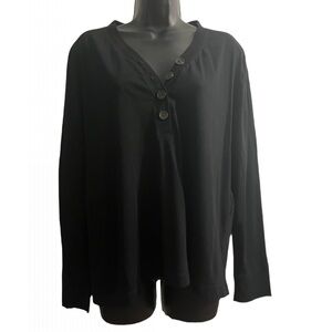 LOFT Classic Black Buttoned Long Sleeve Top